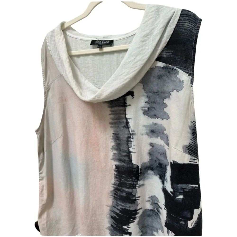 Red Coral Abstract Artistic Sleeveless Top XXL - Picture 7 of 11